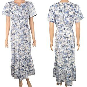 Sugarlips Blue & White Toile Poplin Maxi Dress – Size S